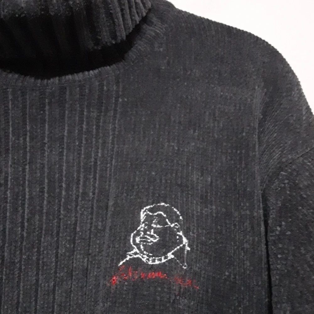 Vintage FUBU sweater pullover men M chenille turtleneck gray y2k soft Retro cozy